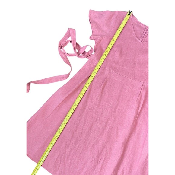 Grae Cove Linen Dress Tie Waist Pockets Rose Pink women’s  Size XL Knee Length - Picture 16 of 16